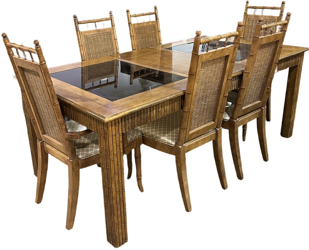 81247 (8481-5) 7pc Bamboo Wicker Back Dining