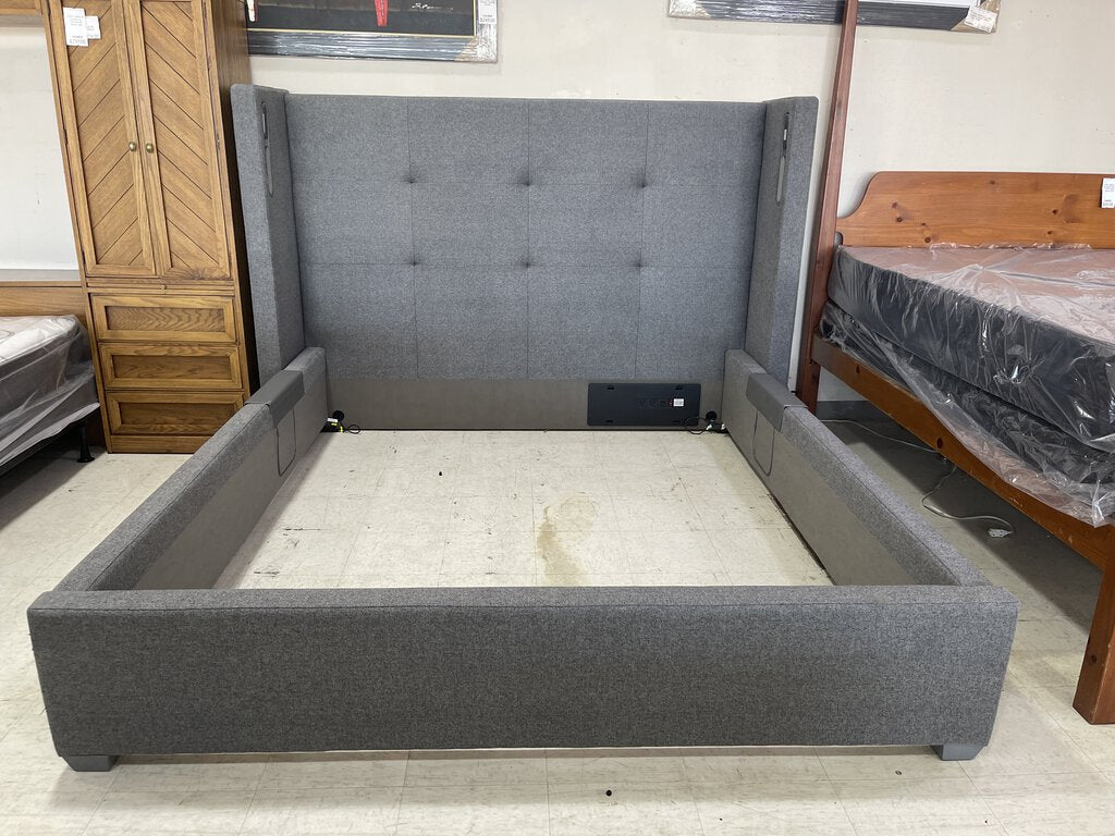 81305 (8484-10) Cal King Box Tufted Buttonless Upholstered Smart Bed Frame 80x95x58