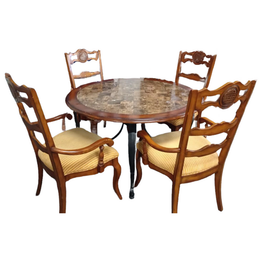 76484 (8075-5) 5pc Wood & Marble Dining Set 47x31