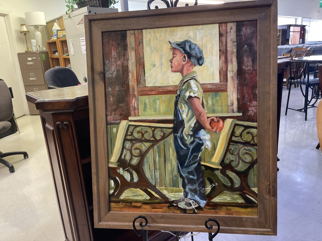 81156 (8474-7) School Boy w/Apple Painting 29x35