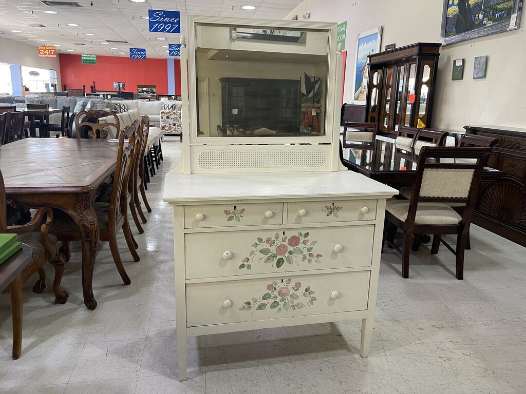 81450 (8493-11) Vintage 4 Drawer Chest w/Mirror 40x20x34/65