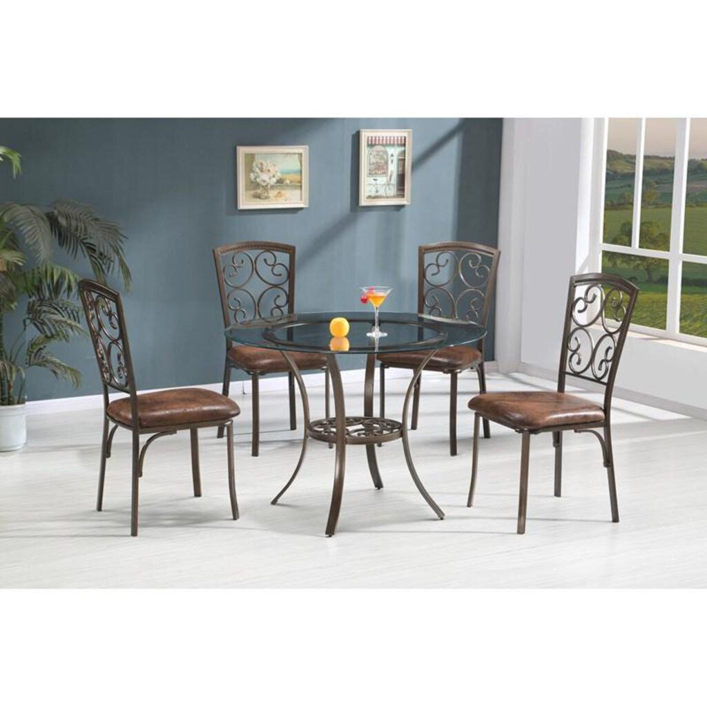 Essex NEW 5pc Glass Top Dining Set 45x30 (330311/12/15)