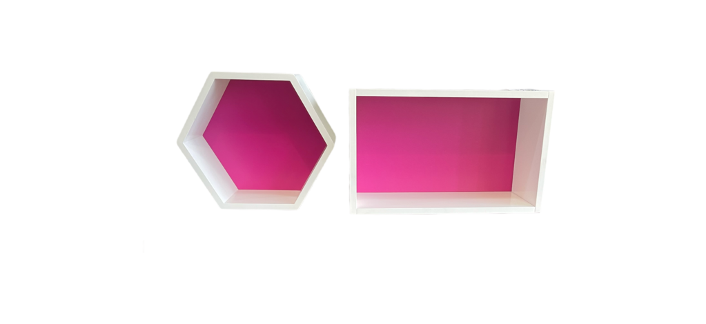 81159 (8474-10) Pair of Pink and White Display Boxes 15x6x9; 10x5x12