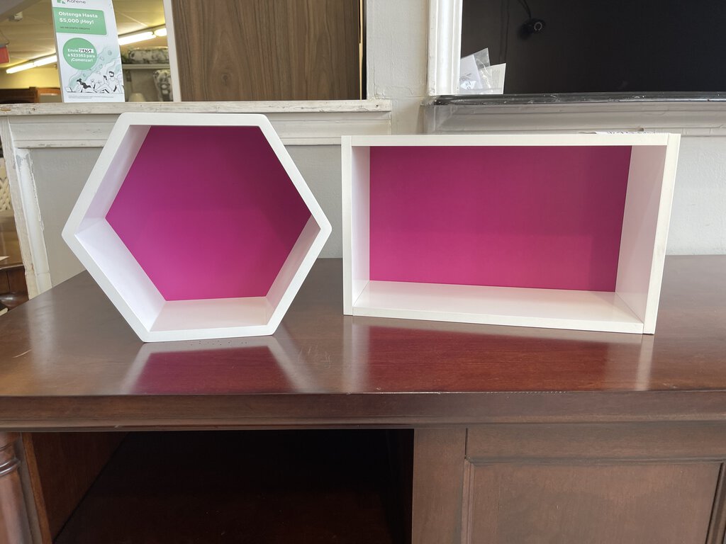 81159 (8474-10) Pair of Pink and White Display Boxes 15x6x9; 10x5x12