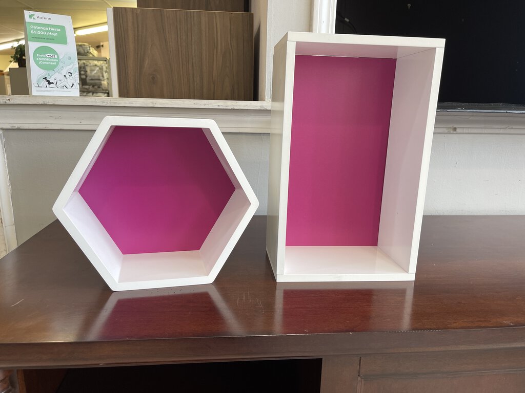 81159 (8474-10) Pair of Pink and White Display Boxes 15x6x9; 10x5x12