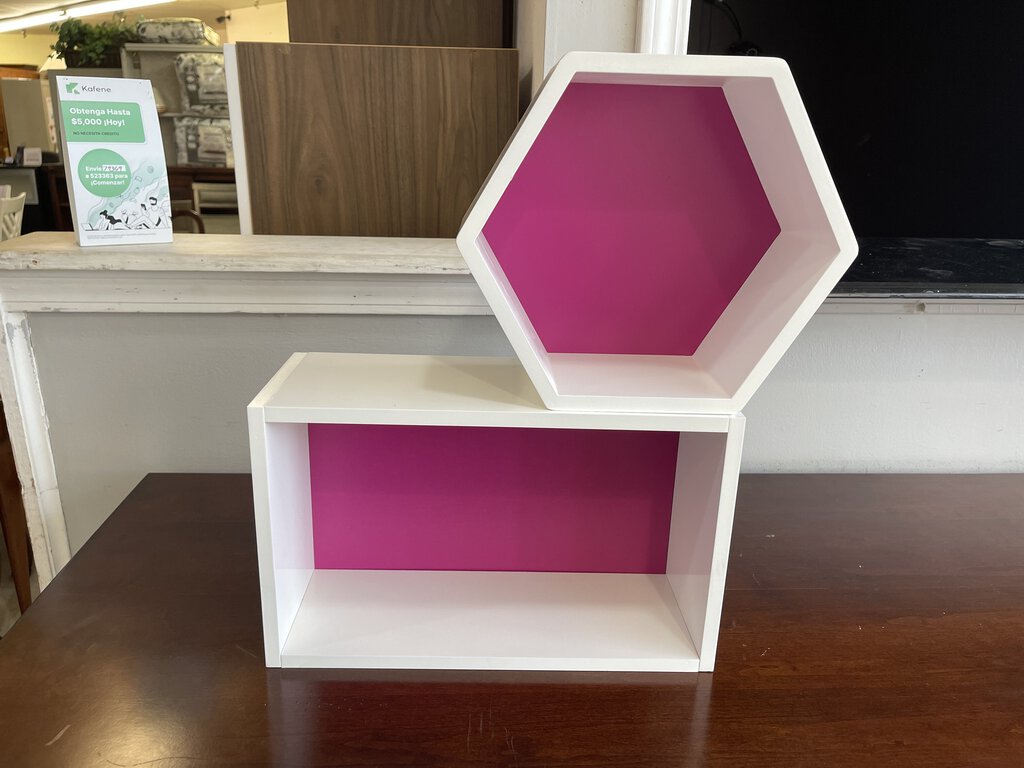 81159 (8474-10) Pair of Pink and White Display Boxes 15x6x9; 10x5x12