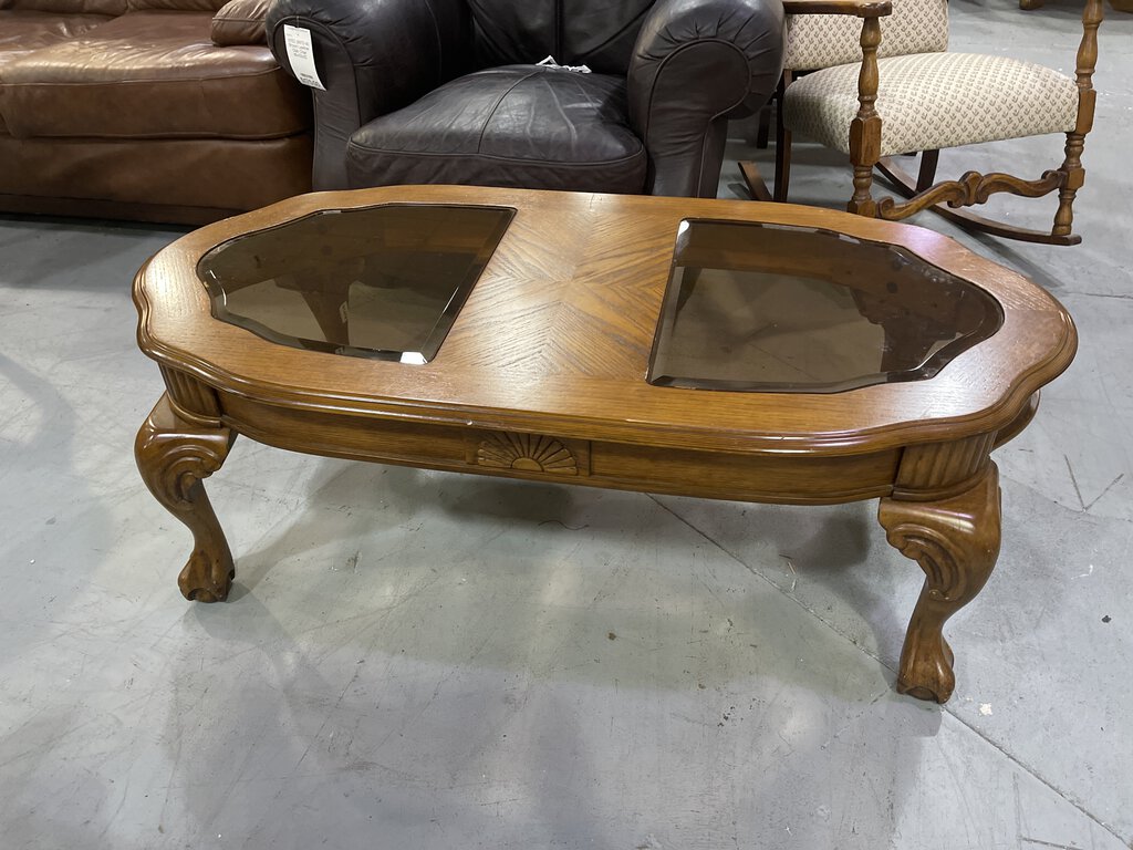 81476 (8495-7) Oval Glass Top Coffee Table 26x52x18