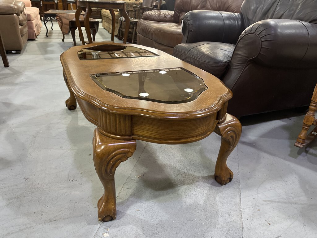 81476 (8495-7) Oval Glass Top Coffee Table 26x52x18