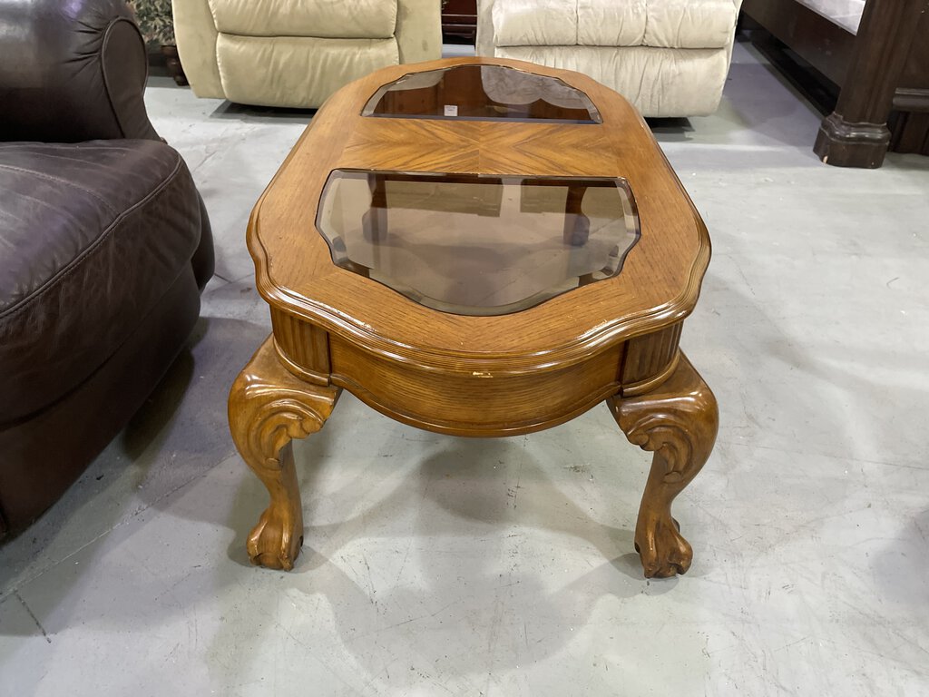 81476 (8495-7) Oval Glass Top Coffee Table 26x52x18