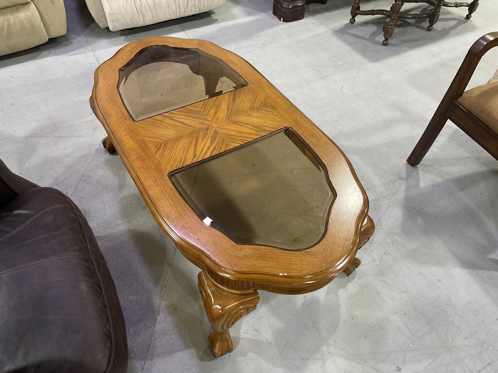 81476 (8495-7) Oval Glass Top Coffee Table 26x52x18