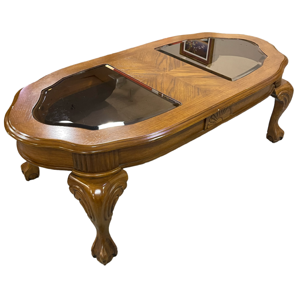 81476 (8495-7) Oval Glass Top Coffee Table 26x52x18