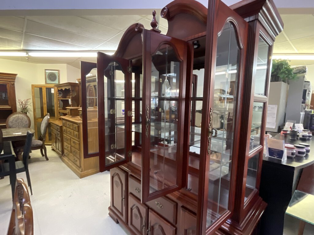 81559 (8501-11) Cherry China Hutch Display Cabinet 62x17x86