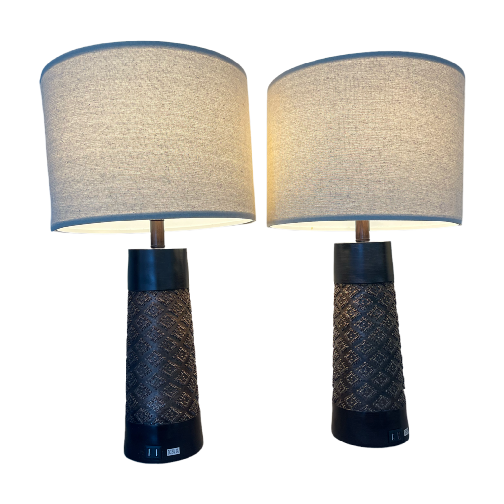 81611 - Pair of 26in Brown Table Lamps