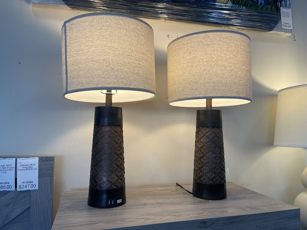 81611 - Pair of 26in Brown Table Lamps