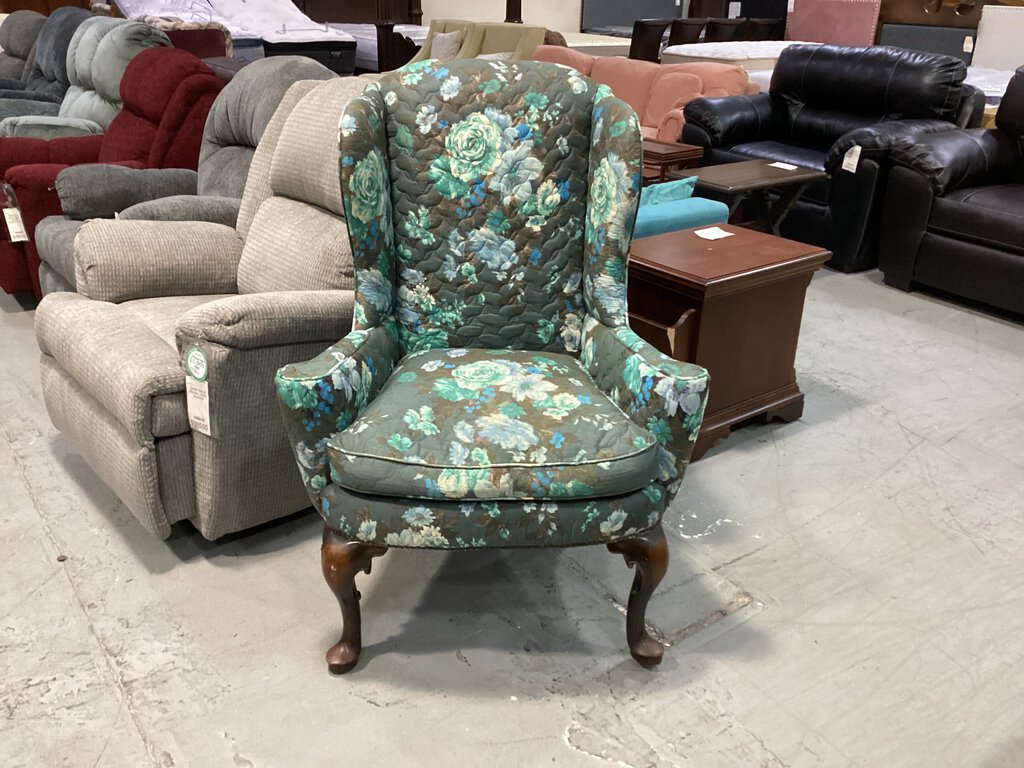 81660 - Blue Wing Back Chair 34x24x45