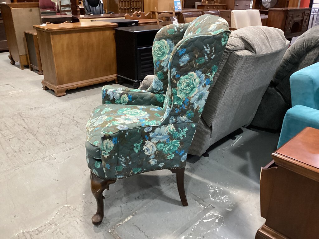 81660 - Blue Wing Back Chair 34x24x45