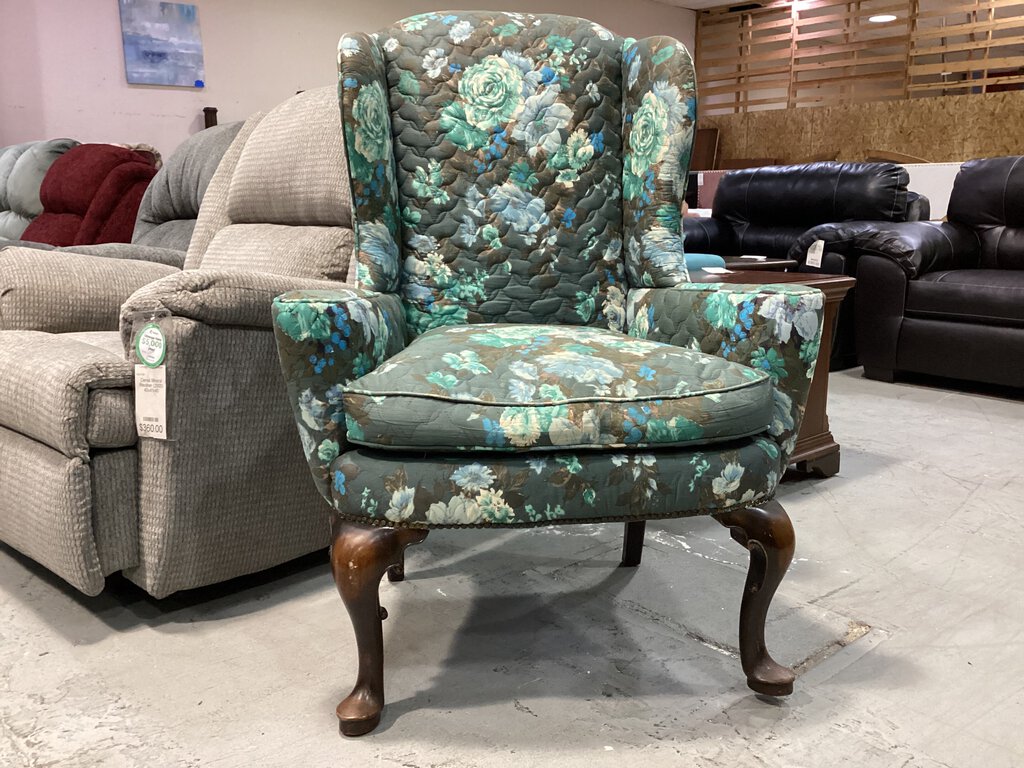 81660 - Blue Wing Back Chair 34x24x45