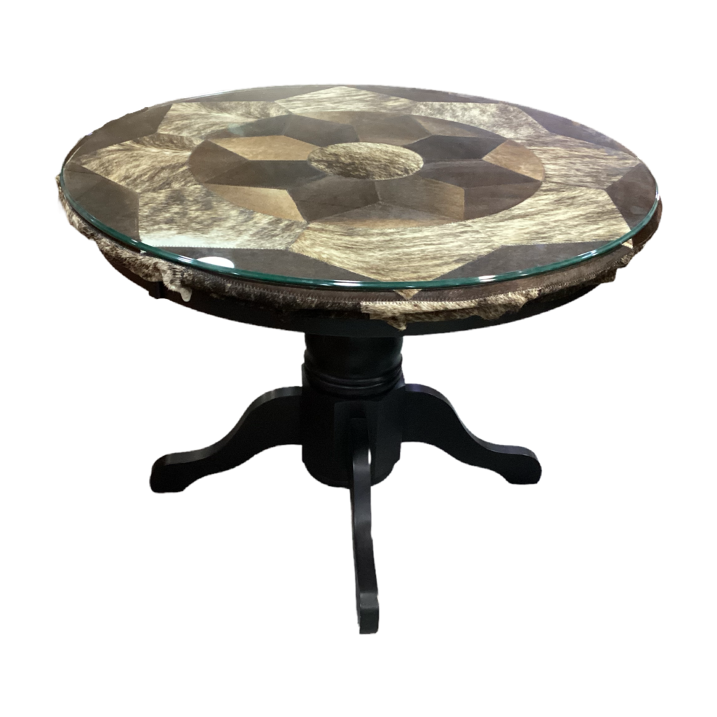 81728 - Patchwork Cowhide Top Foyer Table 42x31