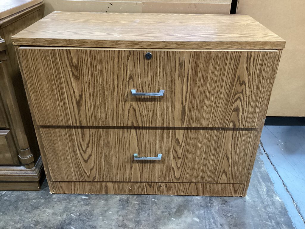 81825 - 2 Drawer Oak Chest / File Cabinet 36x18x29