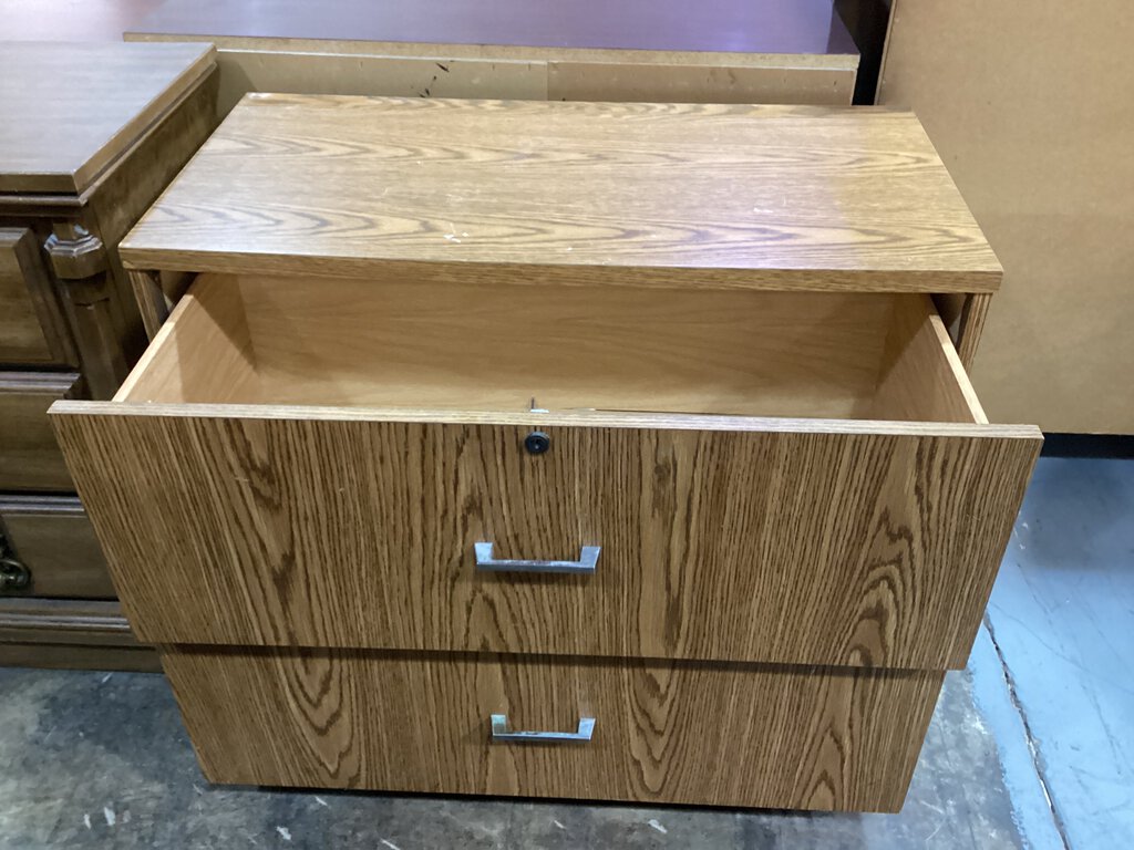 81825 - 2 Drawer Oak Chest / File Cabinet 36x18x29