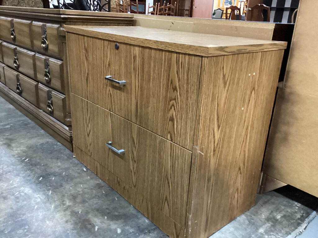 81825 - 2 Drawer Oak Chest / File Cabinet 36x18x29