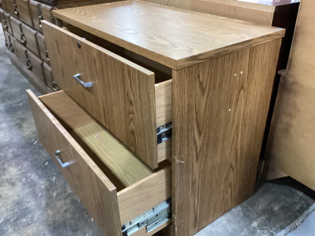 81825 - 2 Drawer Oak Chest / File Cabinet 36x18x29