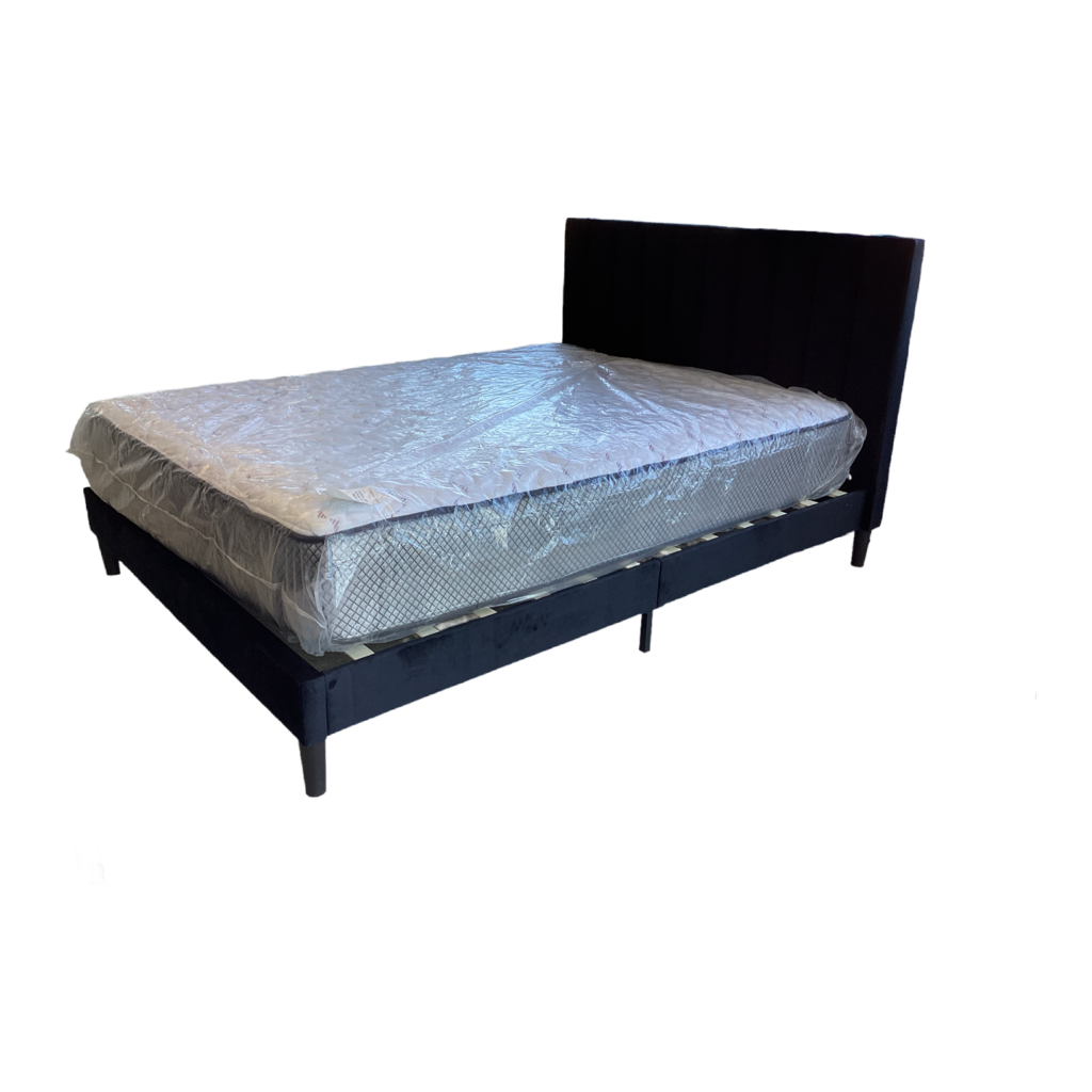 Elisa NEW Queen Black Velvet Platform Bed Frame 61x85x44 (108230)