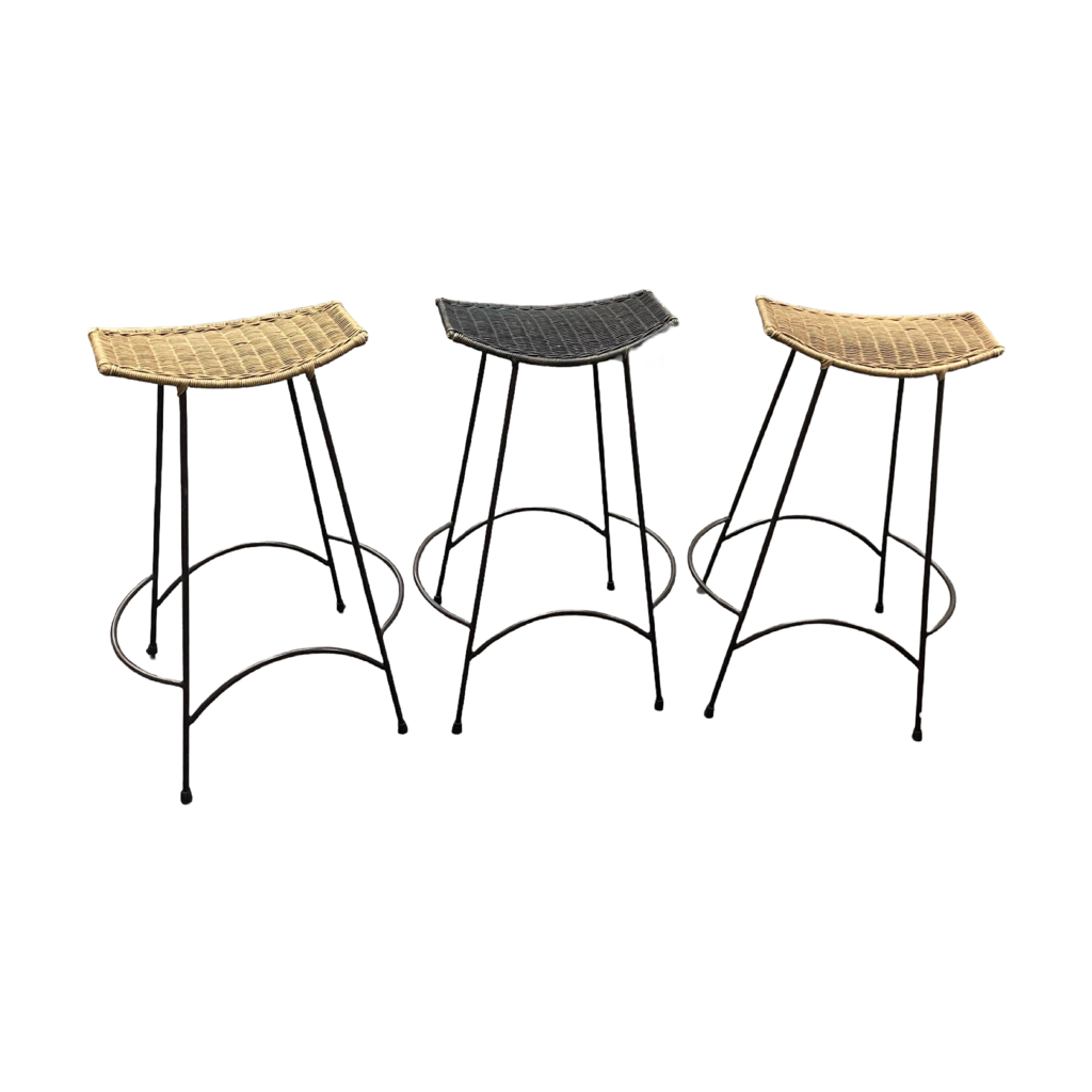 82006 - 3pc Wicker Seat Bar Stools 21x15x30