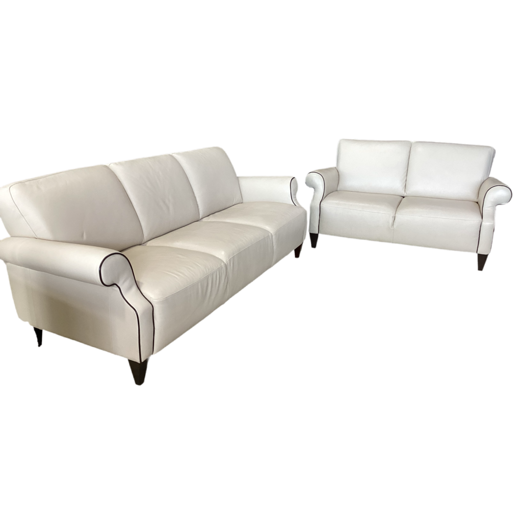 82017 - Natuzzi Editions Ivory Sofa and Loveseat 86/63x34x35