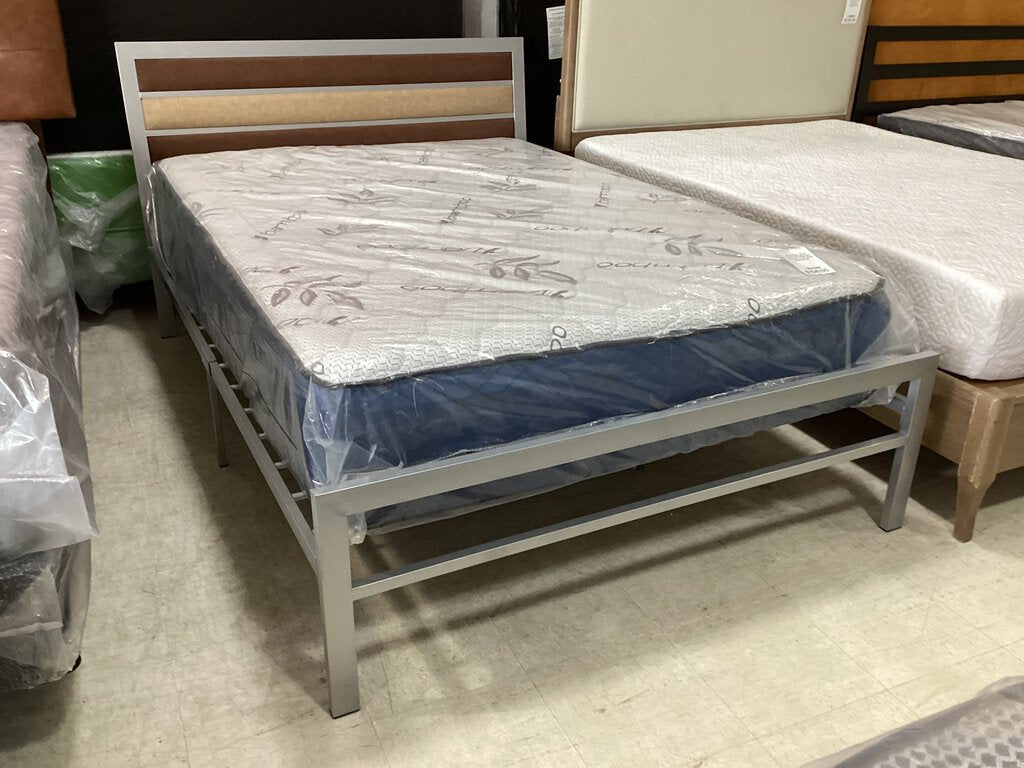 Clinton Silver Brown NEW Full Platform Bed Frame 56x78x39 (214020)