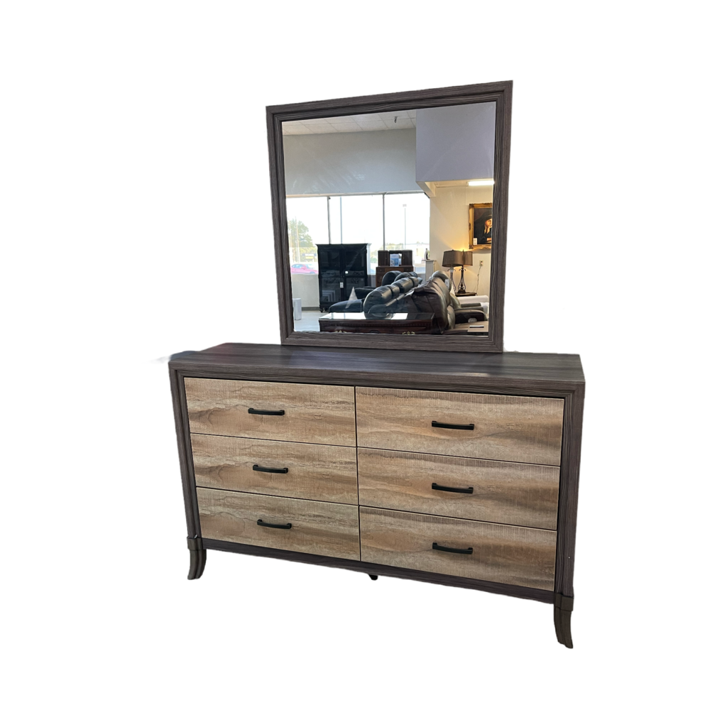 Irving NEW Six Drawer Dresser & Mirror 60x17x38-76 (103594-95)