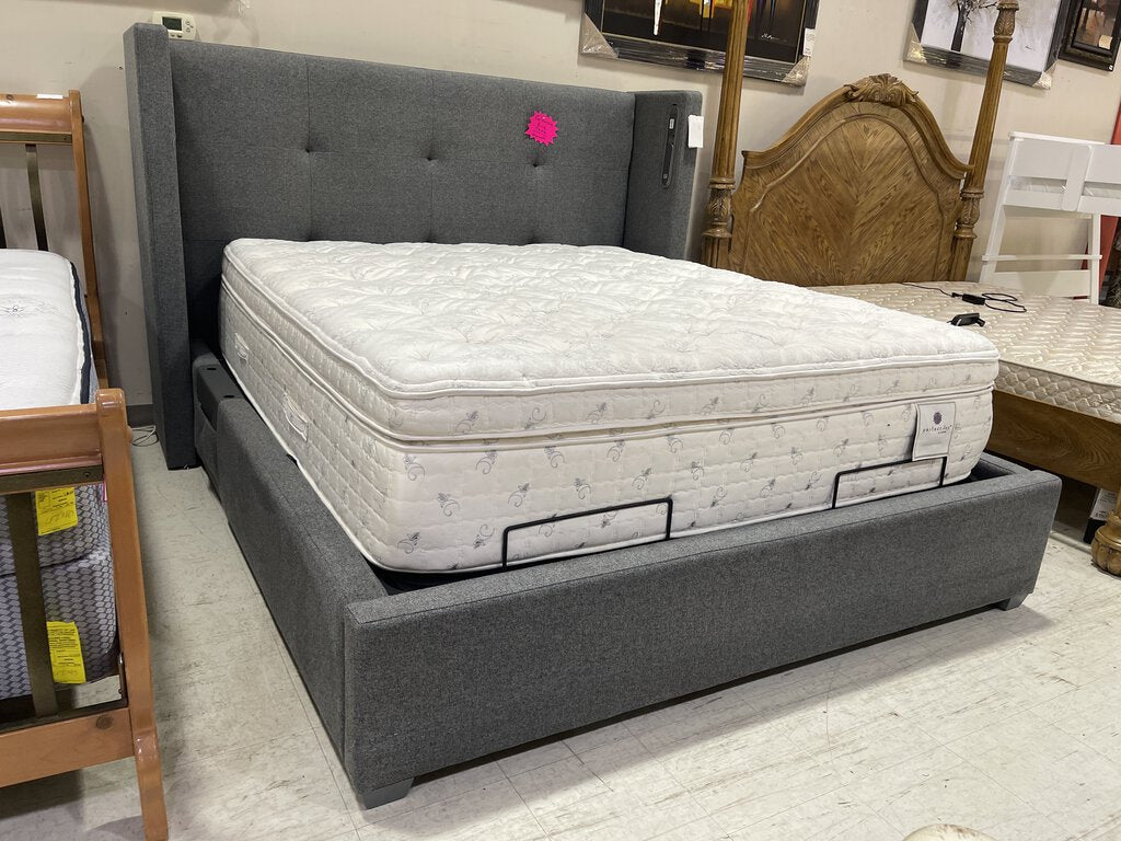 81305 (8484-10) Cal King Box Tufted Buttonless Upholstered Smart Bed Frame 80x95x58