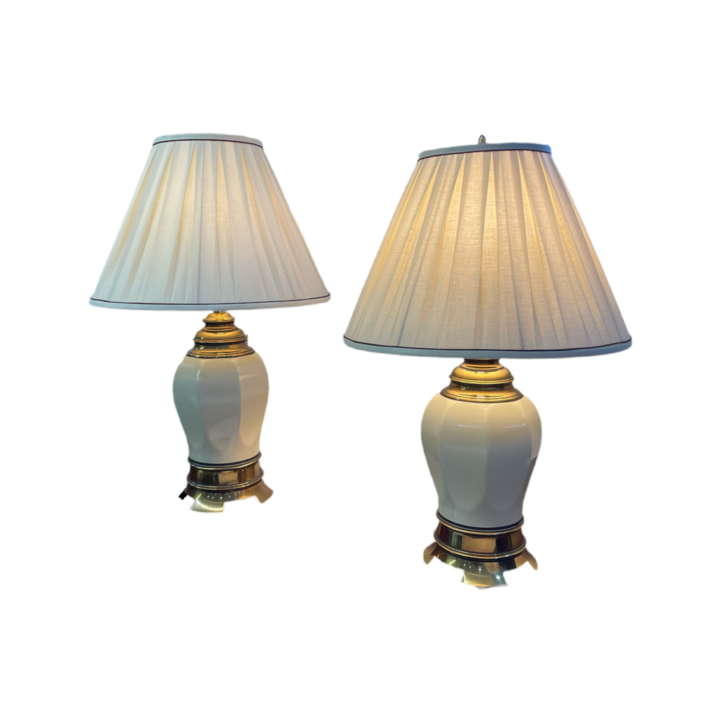 82087 - Pair White Ceramic Table Lamps