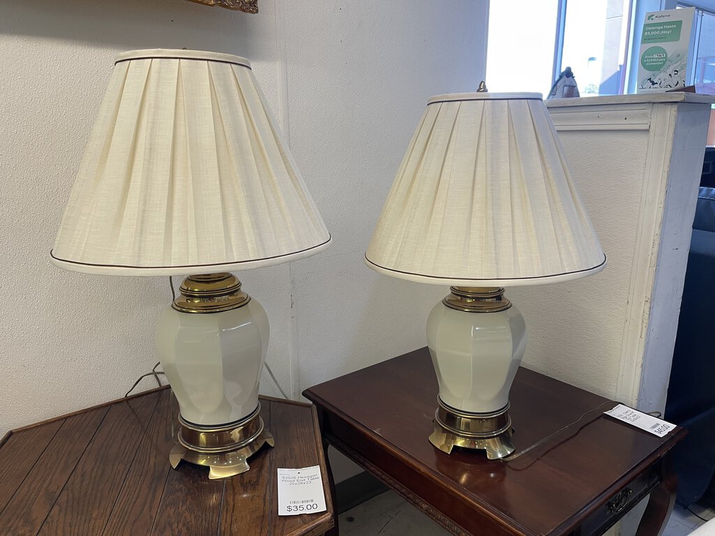 82087 - Pair White Ceramic Table Lamps