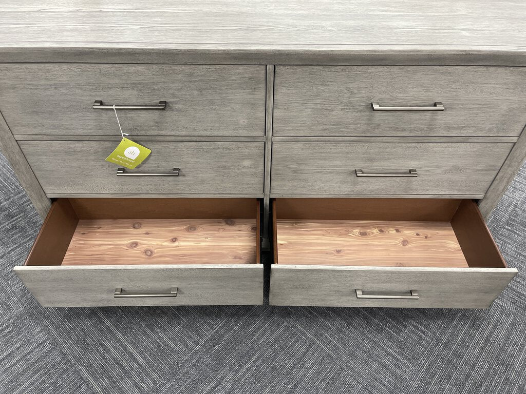 76911 - Aspen Platinum Six Drawer Dresser w/Mirror 66x18x36