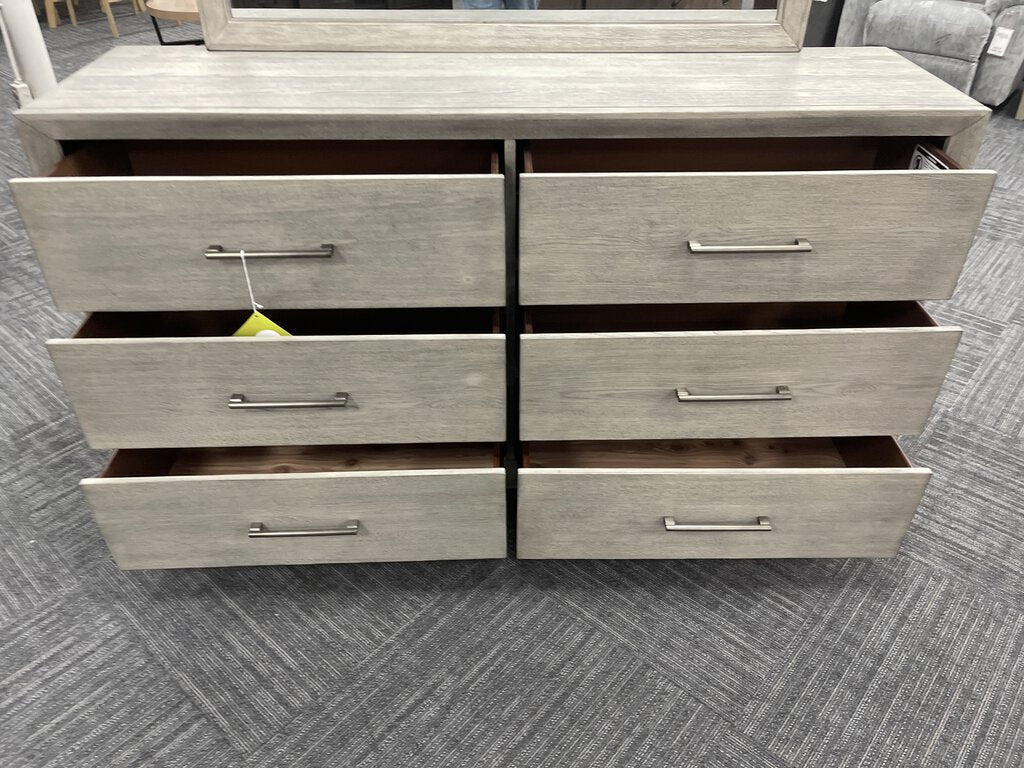 76911 - Aspen Platinum Six Drawer Dresser w/Mirror 66x18x36