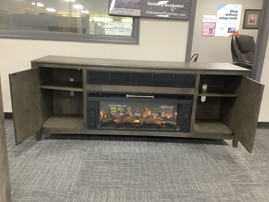 76908 - Ashley Montillan TV Stand & Fireplace 84x20x33