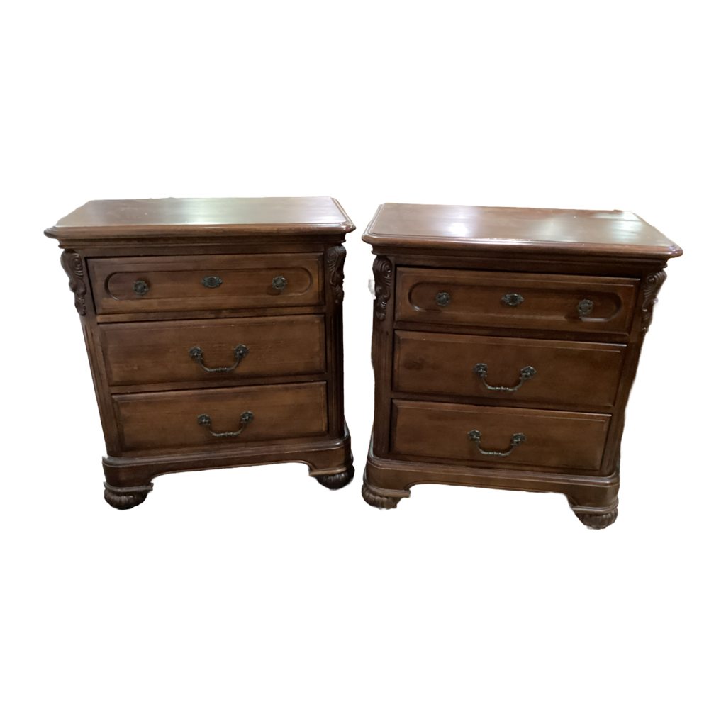 82120 Pair Of Cherry 3 Drawer Nightstands 28x16x32