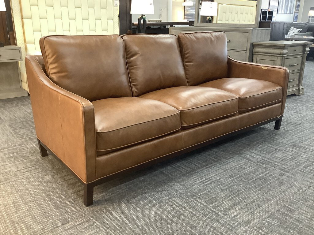 76920 - Simon Li St. James Honey Leather Sofa 81x38x34