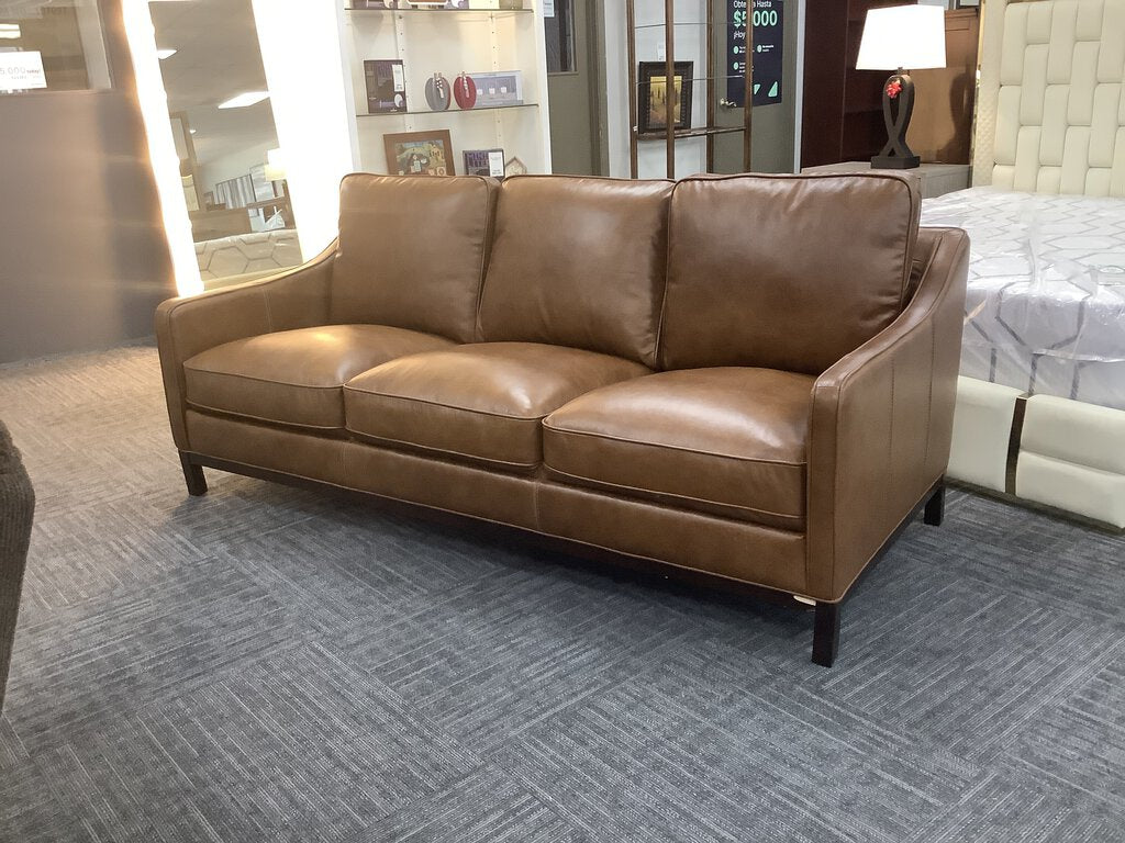 76920 - Simon Li St. James Honey Leather Sofa 81x38x34