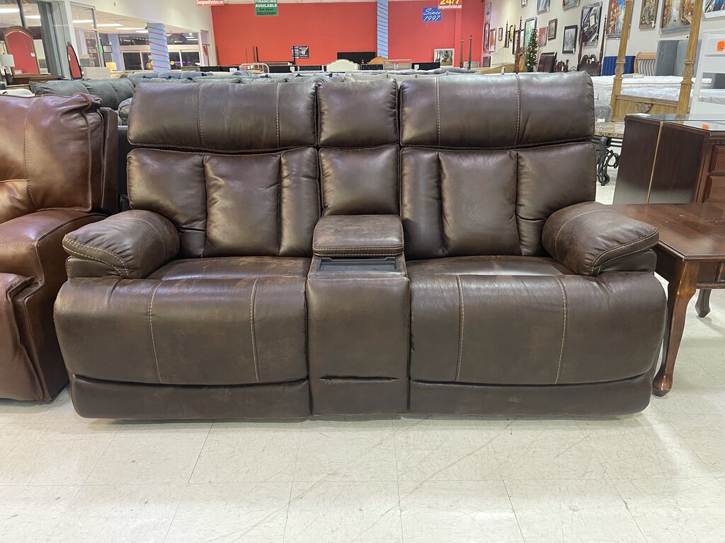 82144 - Flexsteel Clive Brown Power Motion Loveseat 76x31x43