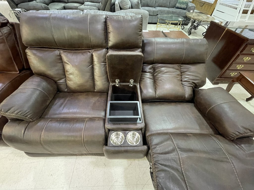 82144 - Flexsteel Clive Brown Power Motion Loveseat 76x31x43