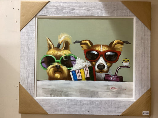 81994 - Framed Painting 30x26 Puppies in Sunglasses