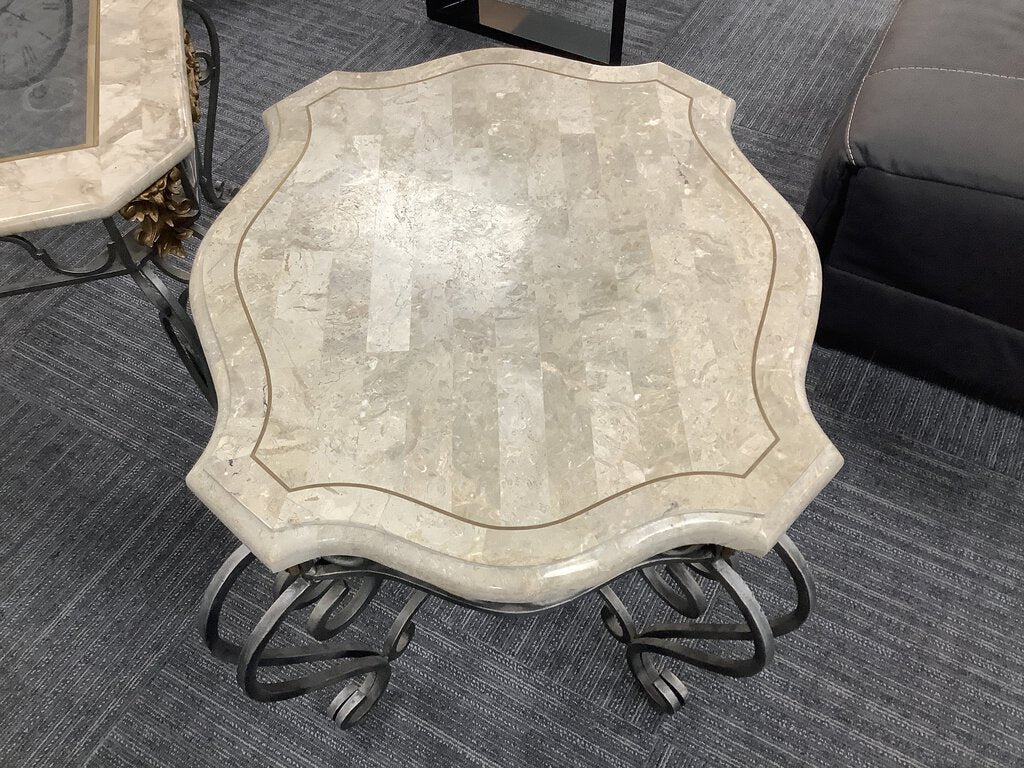 82208 - Pair Of Marble Top End Tables 28x24x23