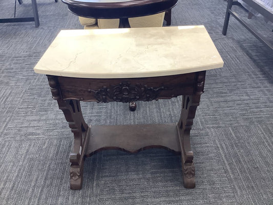 82226 - Marble Top Carved Accent Table 25x16x25