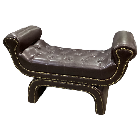 82232 - Curved Cleopatra Leather Bench 42x18x24