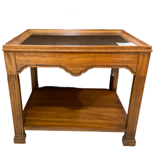 82229 - Wood End Table wGlass Top 26x22x22