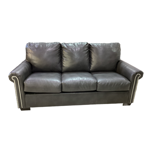 82238 - Gray Leather Sleeper Sofa 77x38x38