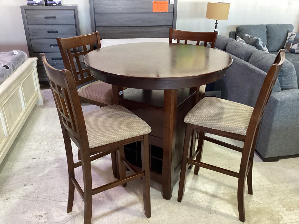 82279 - Bar Height 5pc Dining Set w/Wine Storage 42x43