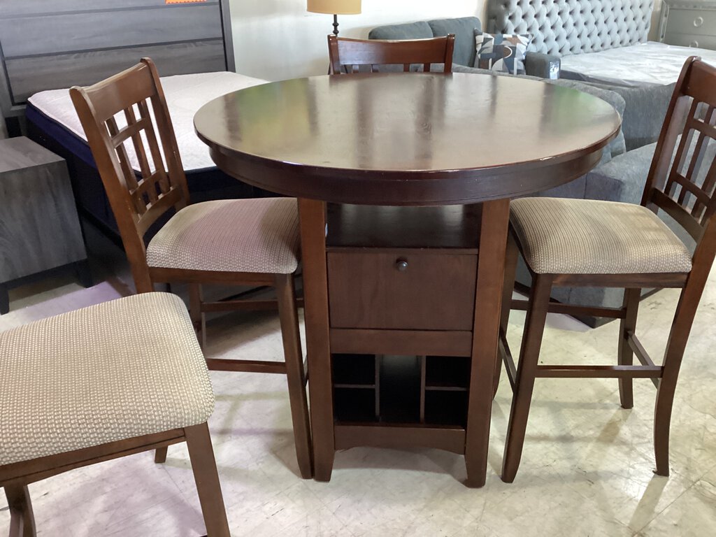 82279 - Bar Height 5pc Dining Set w/Wine Storage 42x43